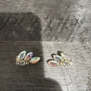 Vintage Elegant Multicolor Crystal Earrings Clip On